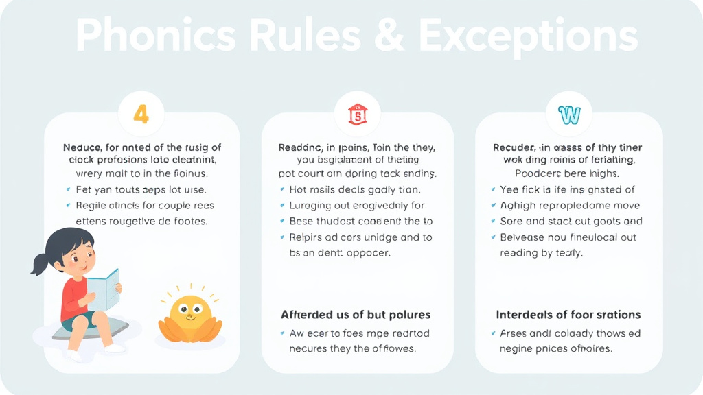 Visual guide for practical steps in phonics rules exceptions