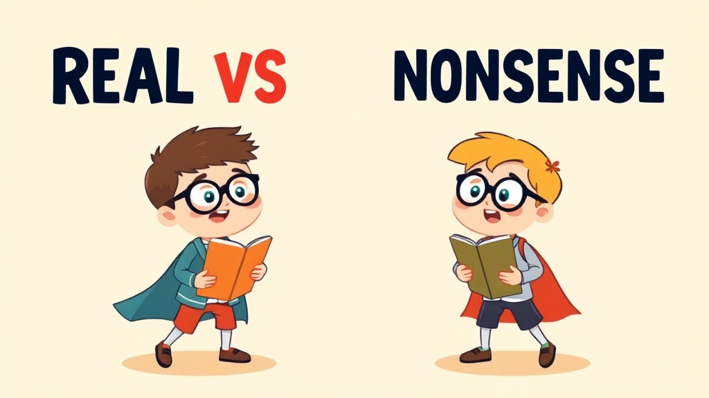 Illustration showing key concepts related to real vs nonsense words practice