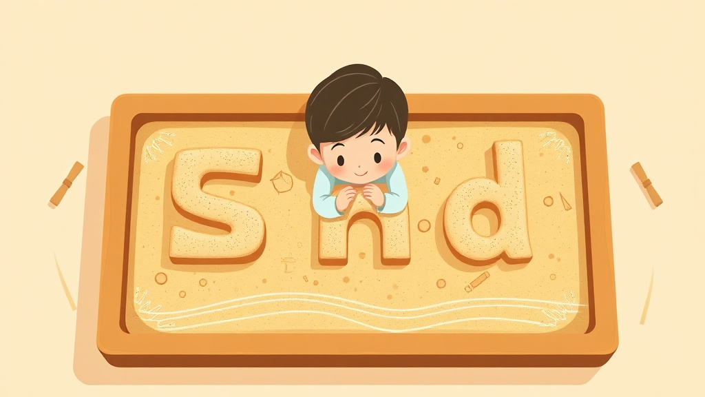Illustration showing key concepts related to sand tray letter practice
