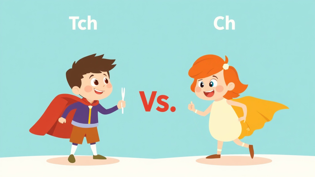 Illustration showing key concepts related to tch vs ch spelling rule