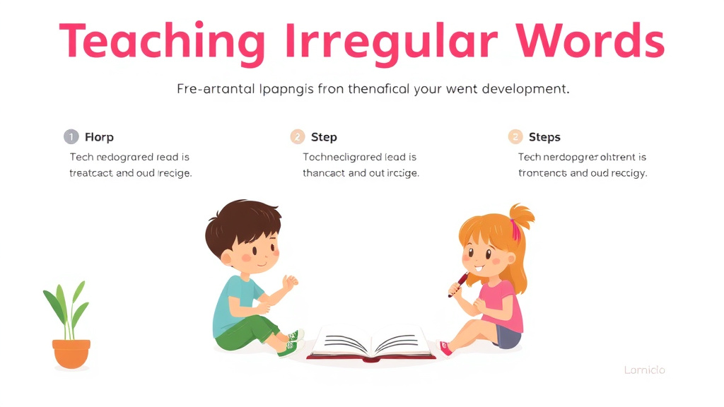 Visual guide for practical steps in teaching irregular words
