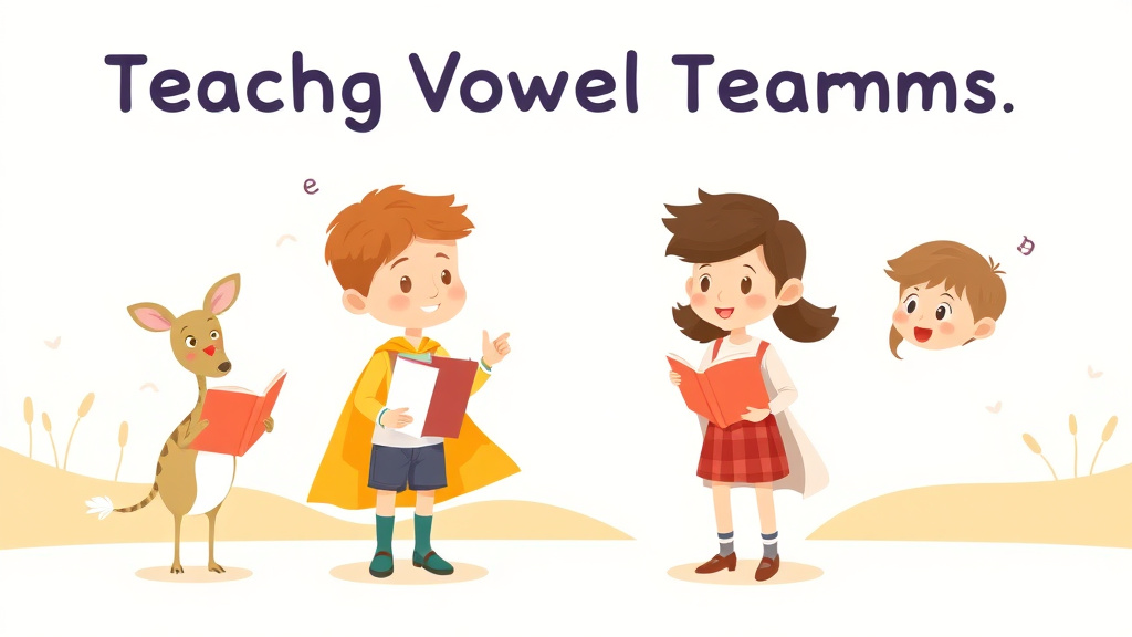 Illustration showing key concepts related to teaching vowel teams ee ea