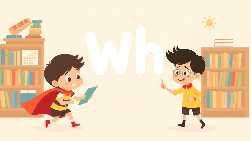 Illustration showing key concepts related to teaching wh digraph