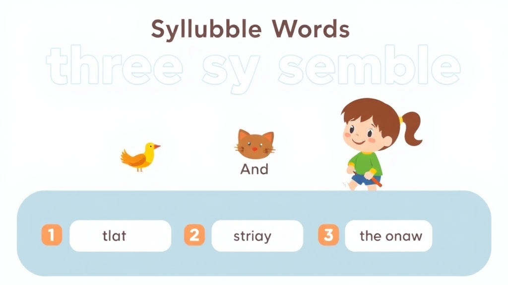 Visual guide for practical steps in three syllable words phonics