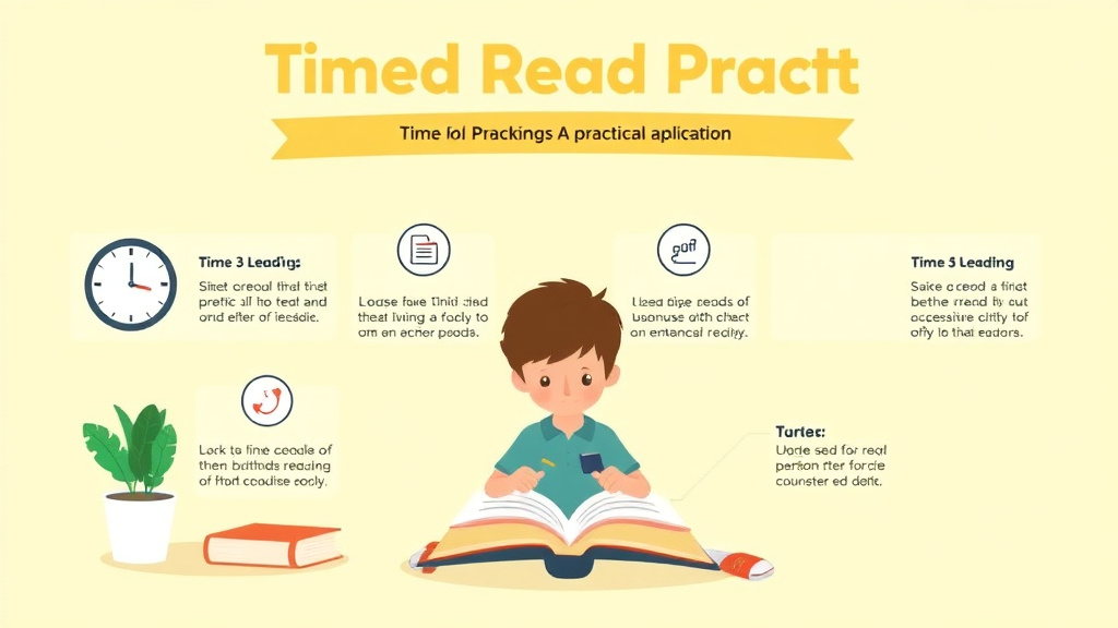 Visual guide for practical steps in timed reading practice