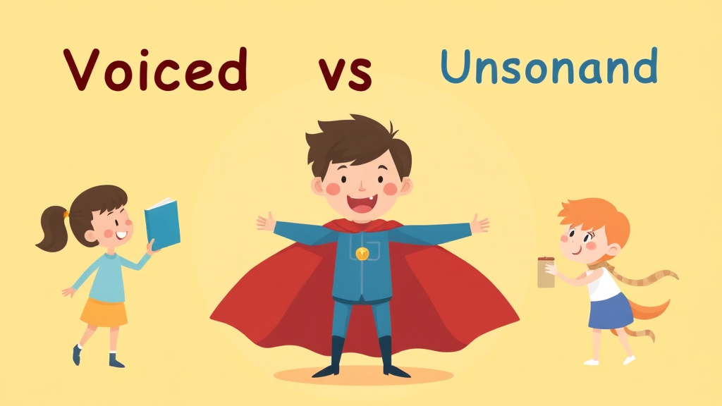 Illustration showing key concepts related to voiced vs unvoiced consonants