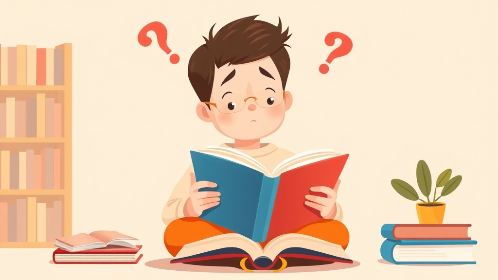 Illustration showing key concepts related to boy reading struggles