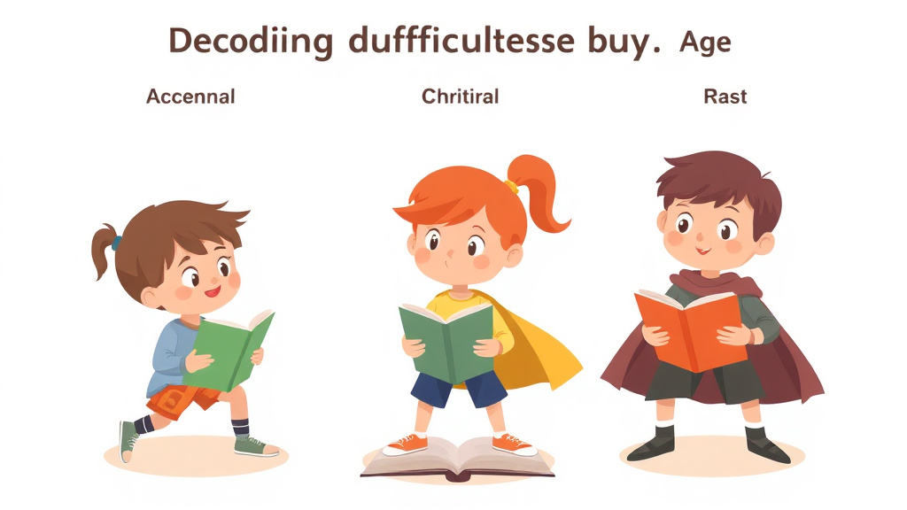 Illustration showing key concepts related to decoding difficulties by age
