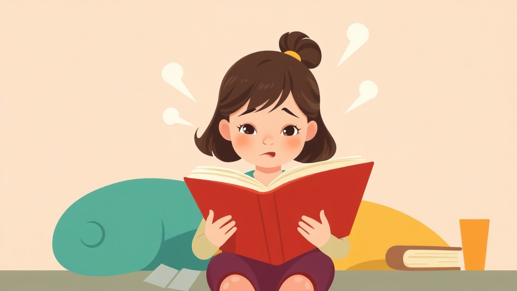 Illustration showing key concepts related to girl reading struggles
