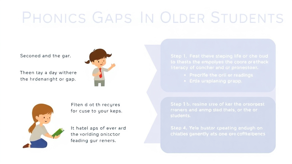 Visual guide for practical steps in phonics gaps in older students