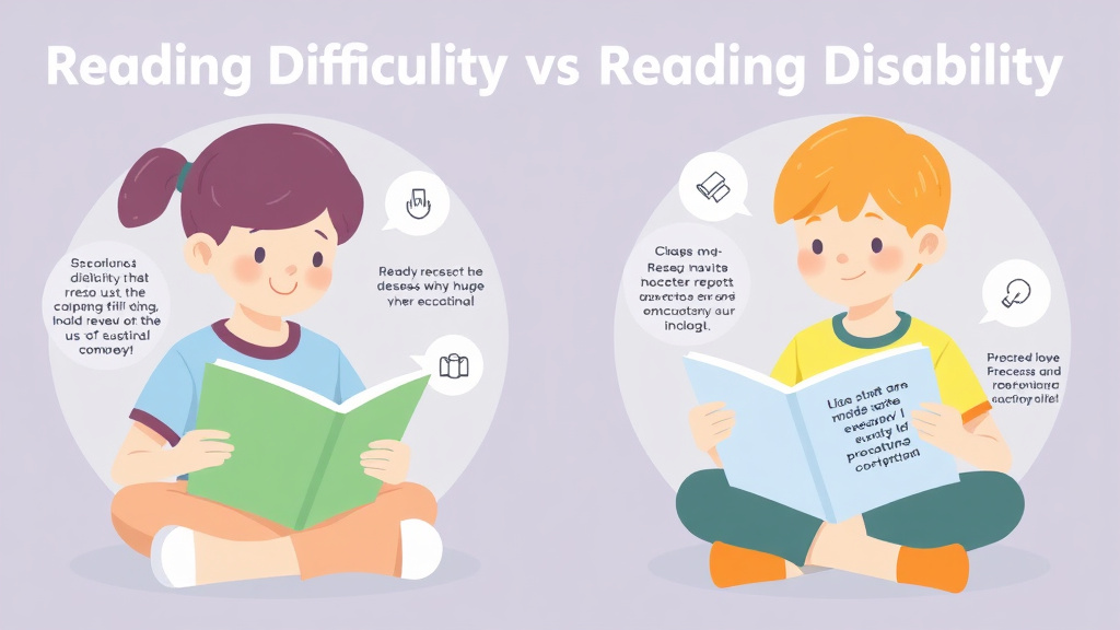 Visual guide for practical steps in reading difficulty vs reading disability