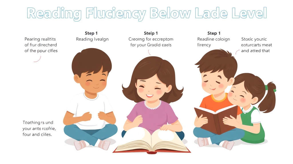 Visual guide for practical steps in reading fluency below grade level