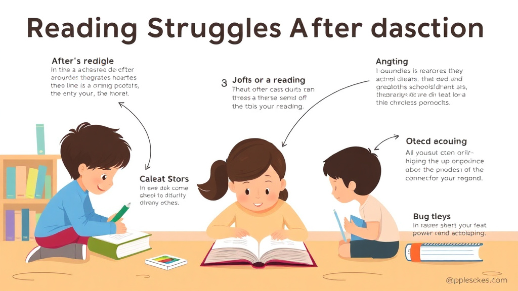 Visual guide for practical steps in reading struggles after school transition