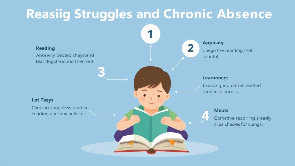 Illustration showing key concepts related to reading struggles and chronic absence