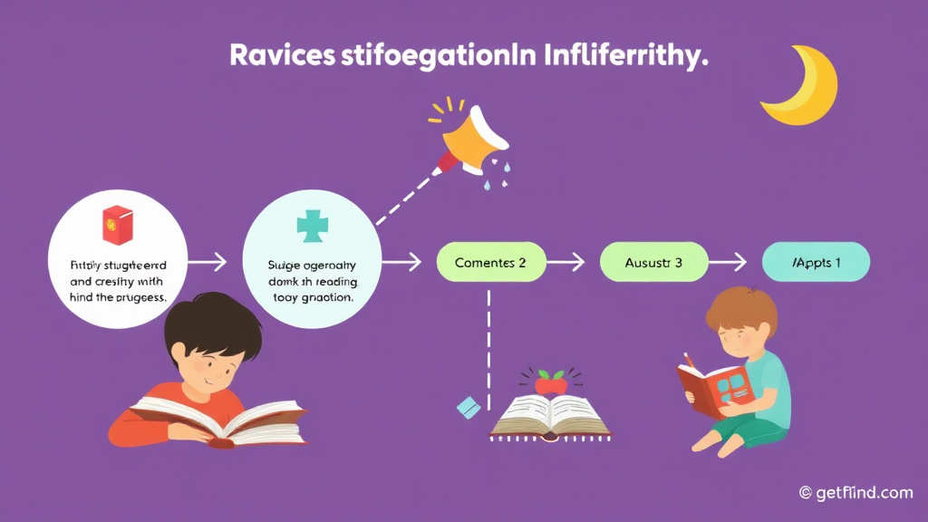 Visual guide for practical steps in reading struggles and writing connection