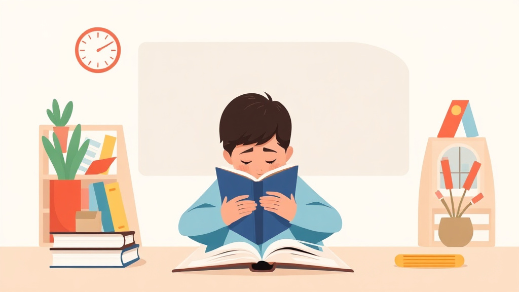 Illustration showing key concepts related to reading struggles in high school