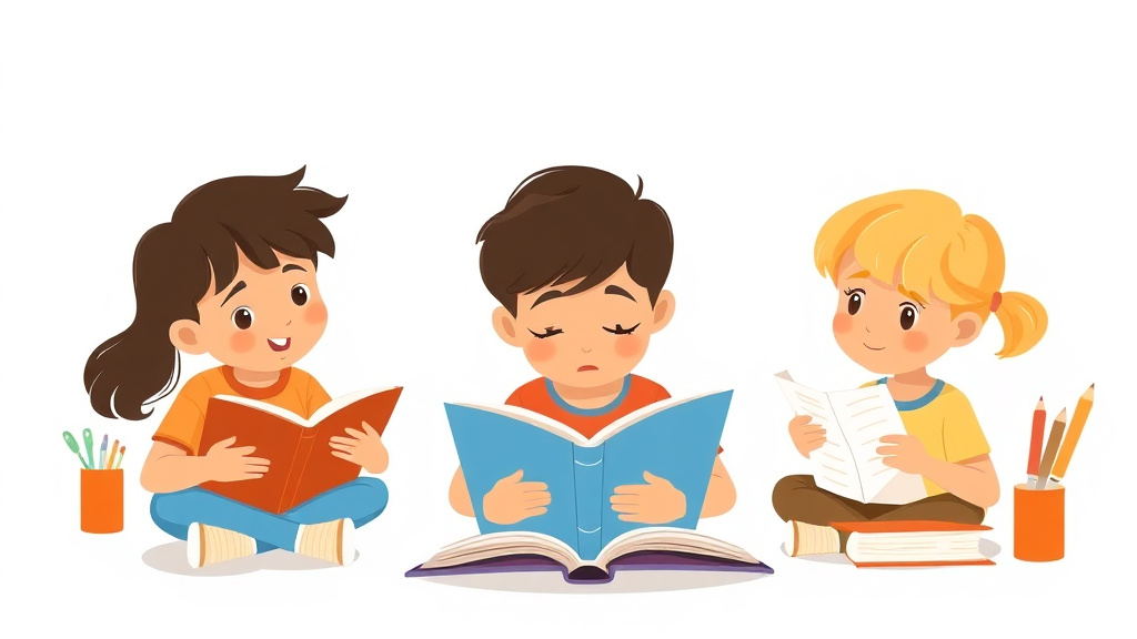 Illustration showing key concepts related to reading struggles in second grade