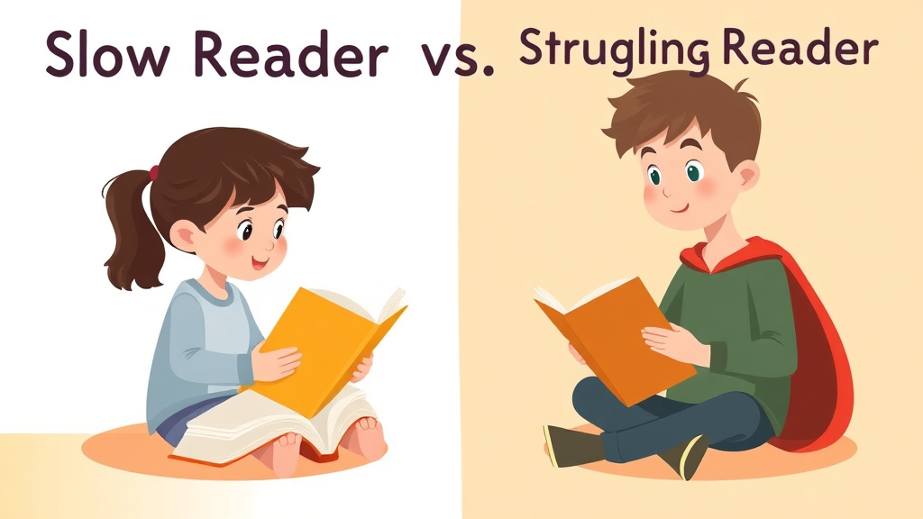 Illustration showing key concepts related to slow reader vs struggling reader