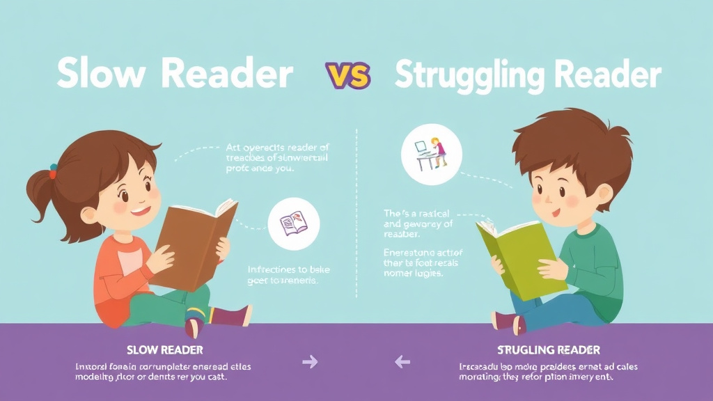 Visual guide for practical steps in slow reader vs struggling reader