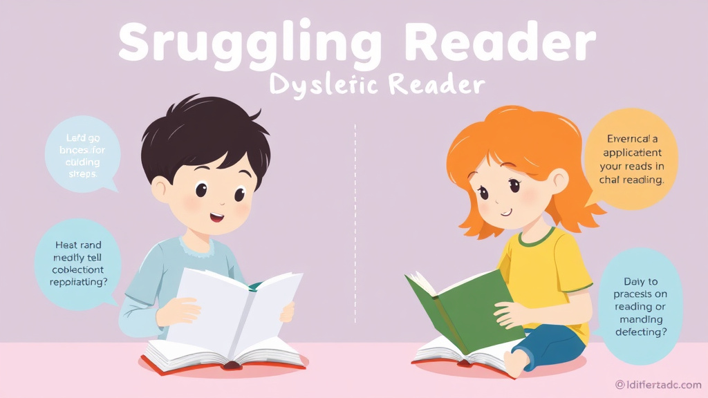 Visual guide for practical steps in struggling reader vs dyslexic reader