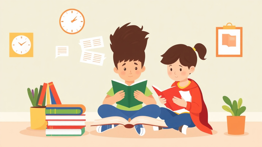 Illustration showing key concepts related to after school reading routine