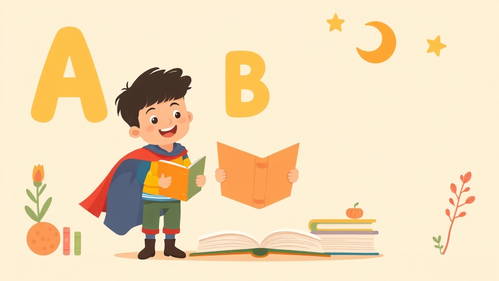 Illustration showing key concepts related to alphabet books for older kids