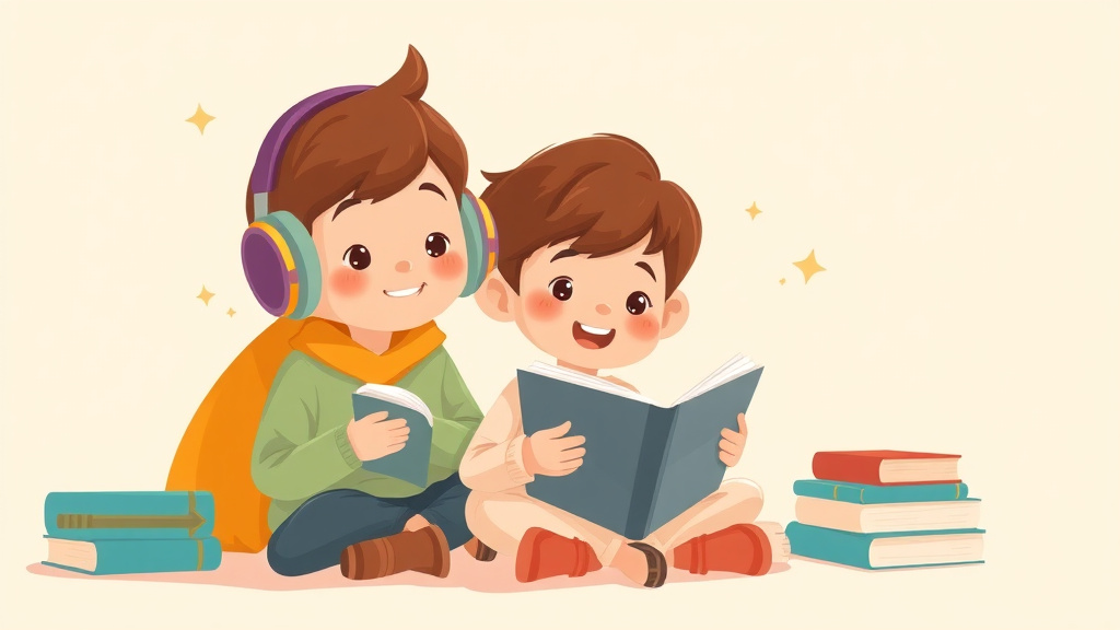 Illustration showing key concepts related to audiobooks count as reading