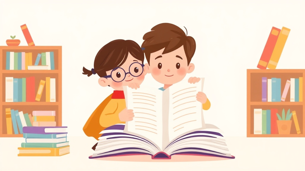 Illustration showing key concepts related to book report alternatives