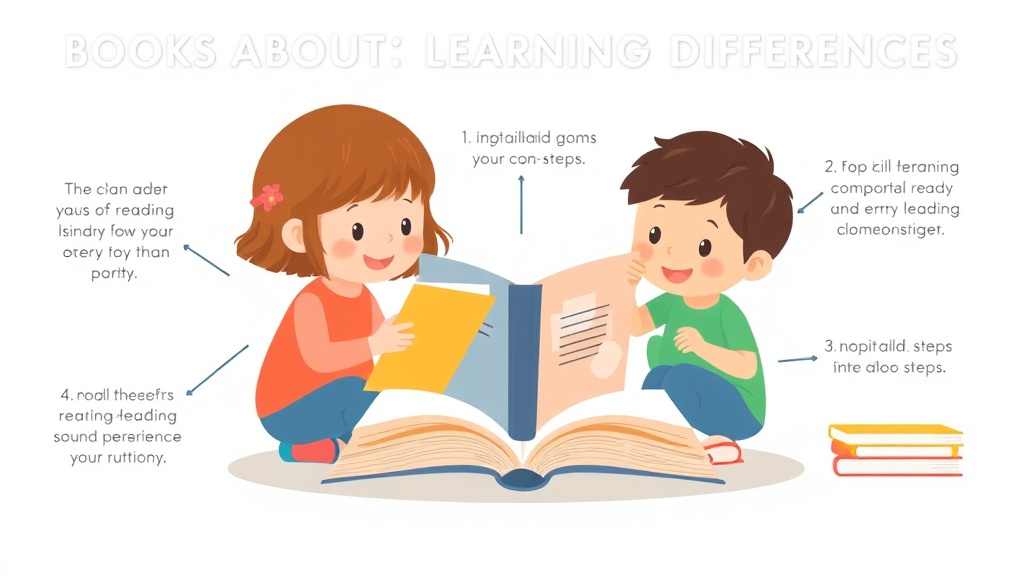 Visual guide for practical steps in books about learning differences