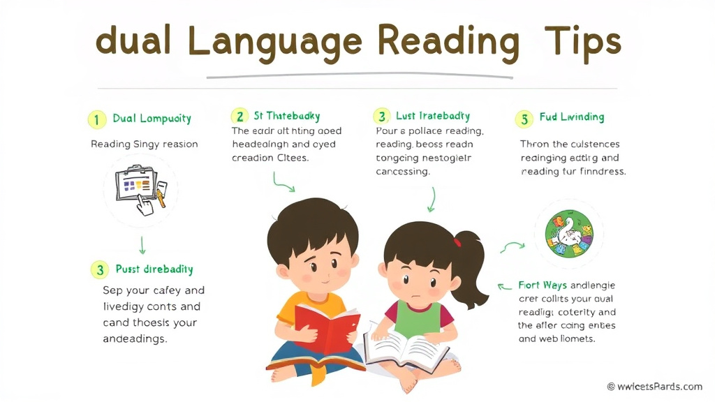 Visual guide for practical steps in dual language reading tips