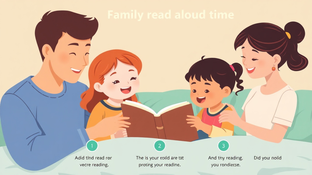 Visual guide for practical steps in family read aloud time
