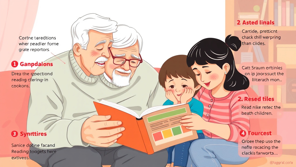 Visual guide for practical steps in grandparents reading with grandchildren