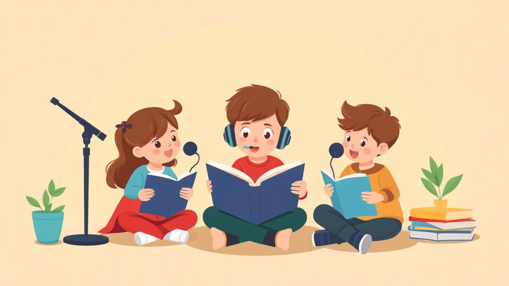 Illustration showing key concepts related to podcast listening for reading skills