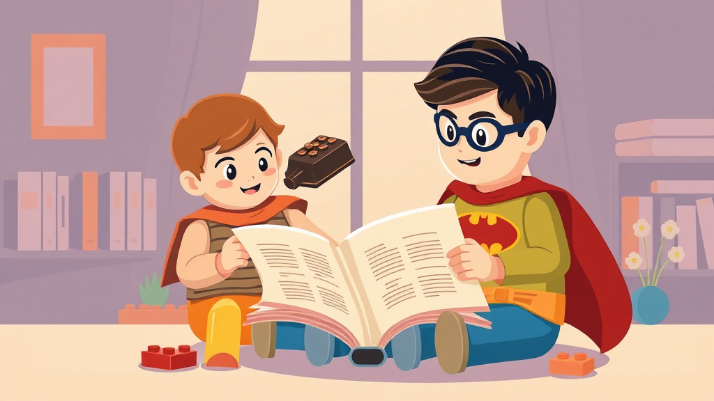 Illustration showing key concepts related to reading and lego instructions