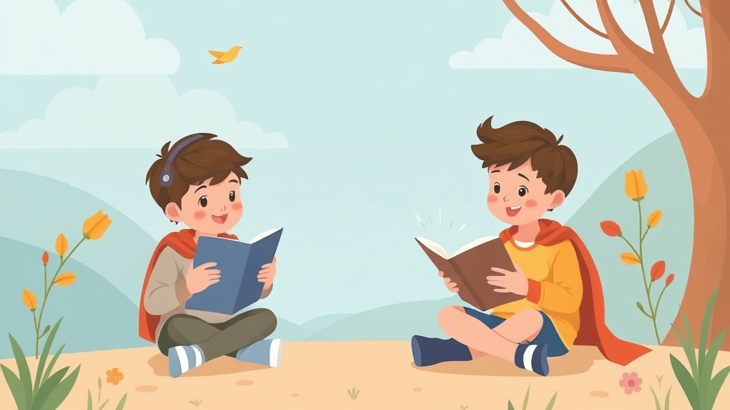 Illustration showing key concepts related to reading and outdoor activities