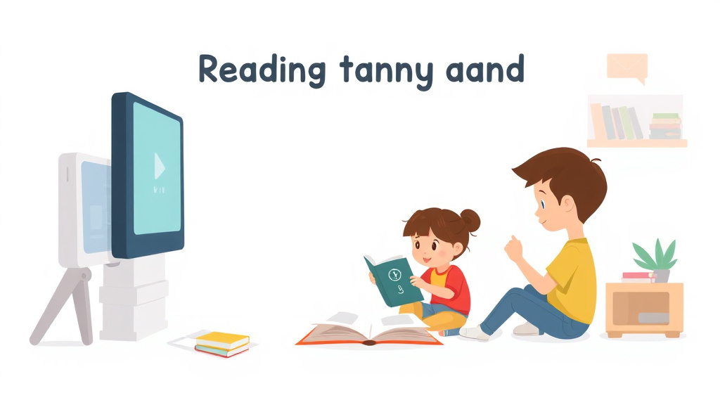Illustration showing key concepts related to reading and video game text