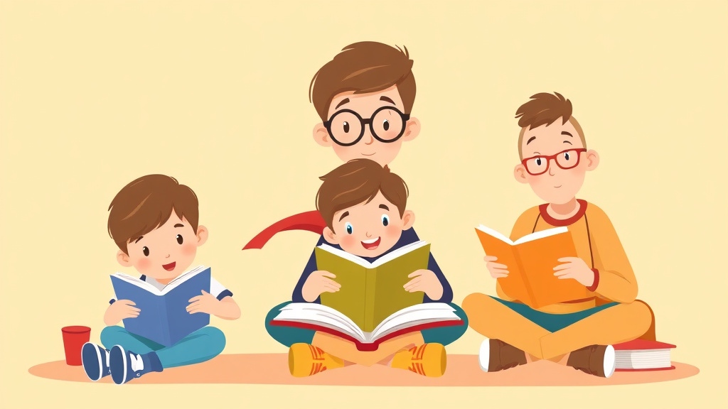 Illustration showing key concepts related to reading challenges for kids