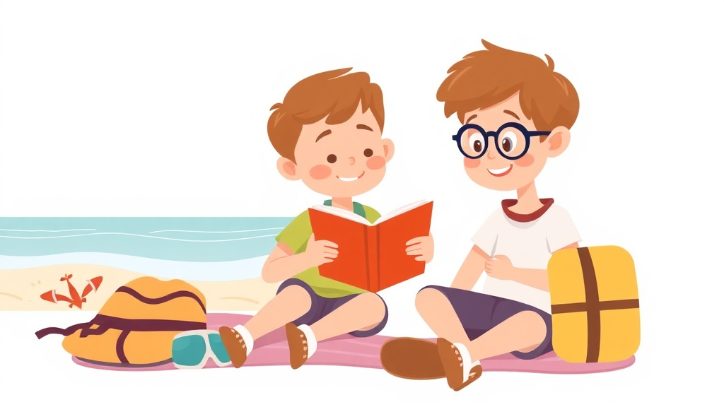 Illustration showing key concepts related to reading on vacation