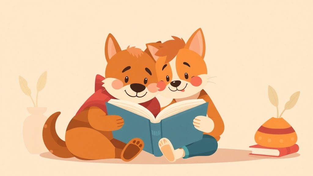 Illustration showing key concepts related to reading with a pet