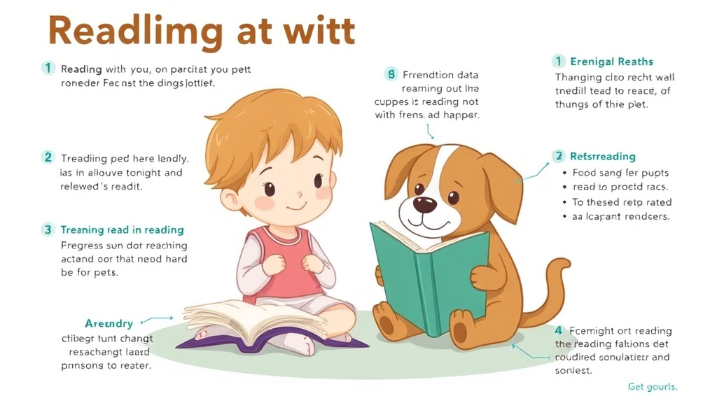 Visual guide for practical steps in reading with a pet