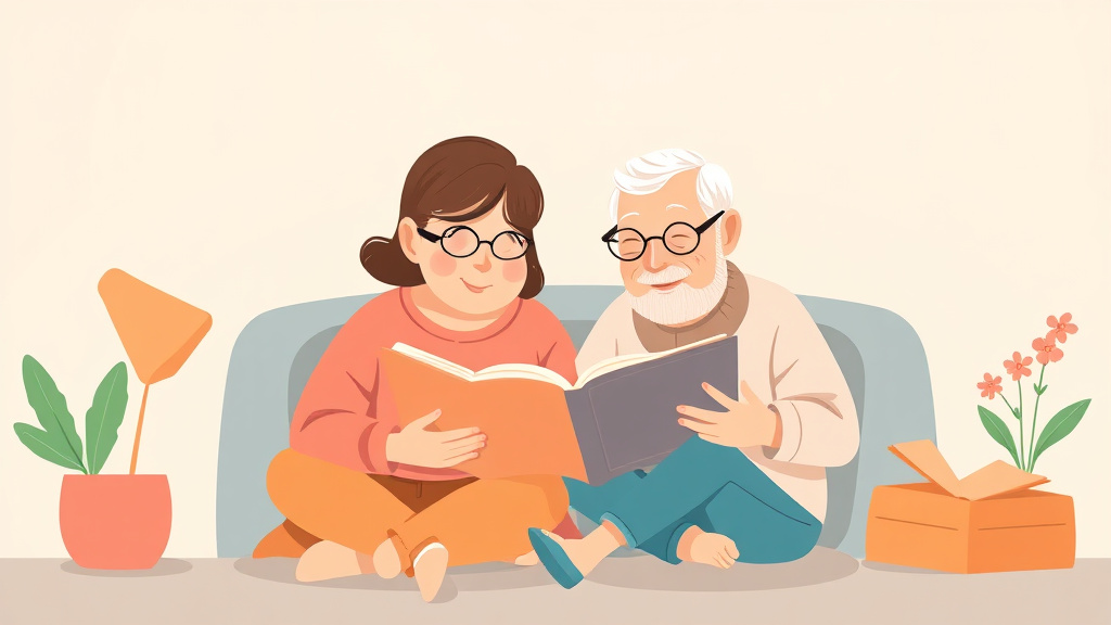 Illustration showing key concepts related to reading with grandparents long distance