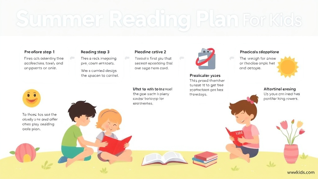 Visual guide for practical steps in summer reading plan for kids